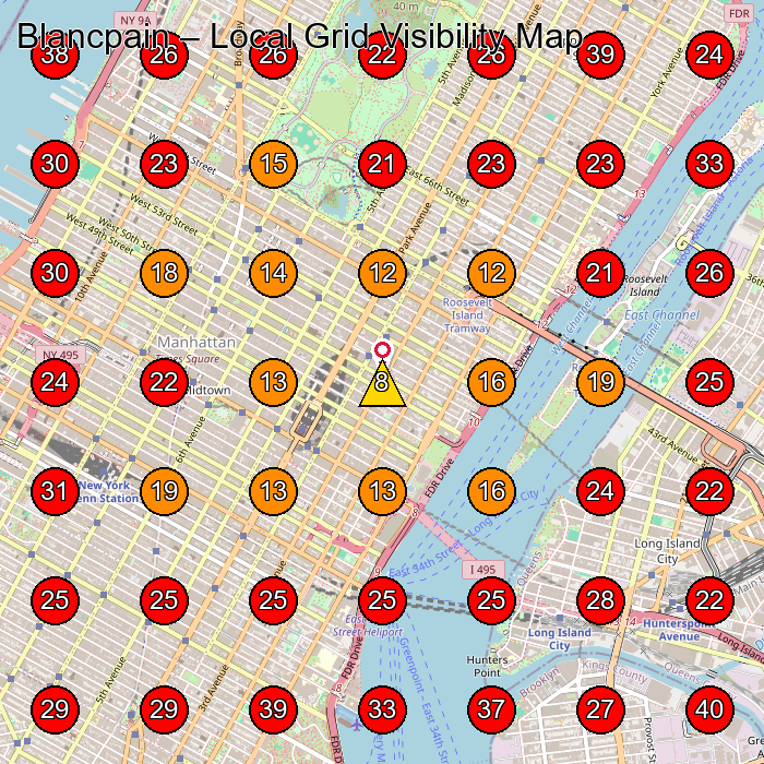 Blancpain GeoGrid visibility map for Watch Store in New York